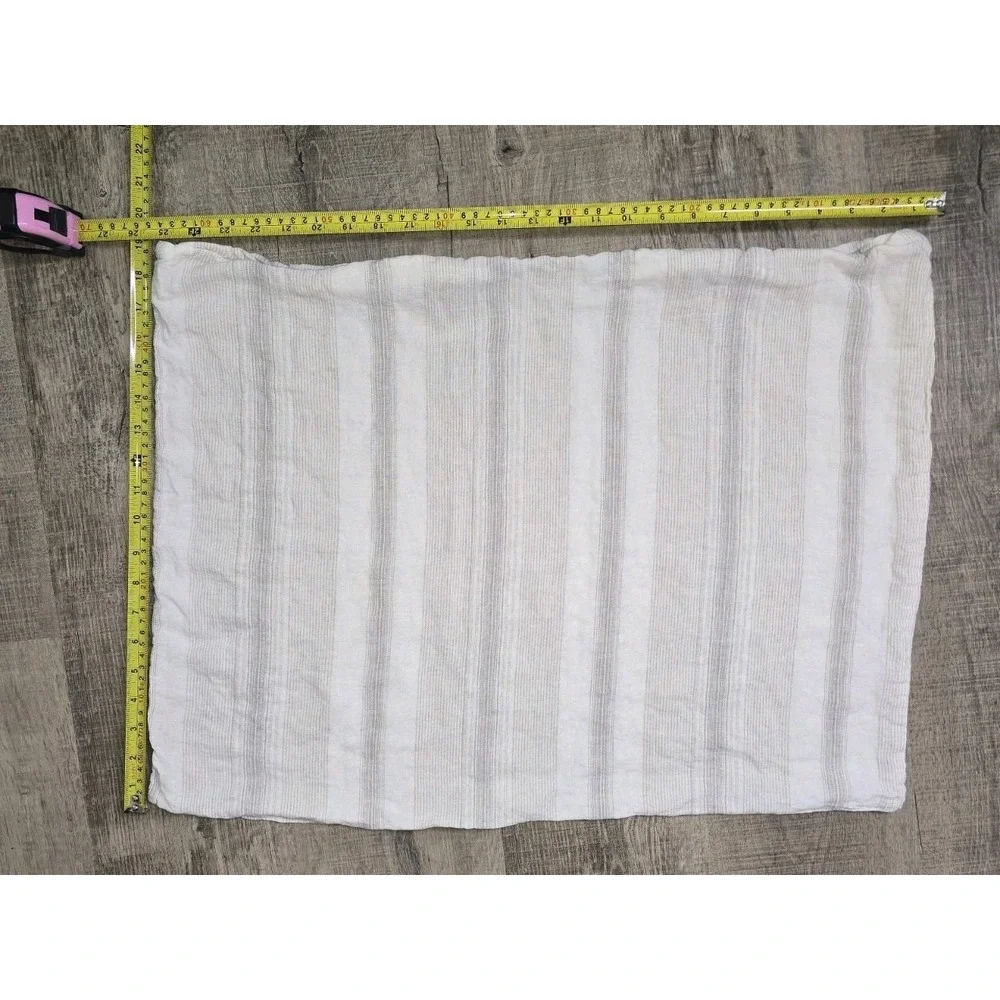 Piu Belle Portugal 100% Linen Standard Sham White Gray Stripe Pillow Cover